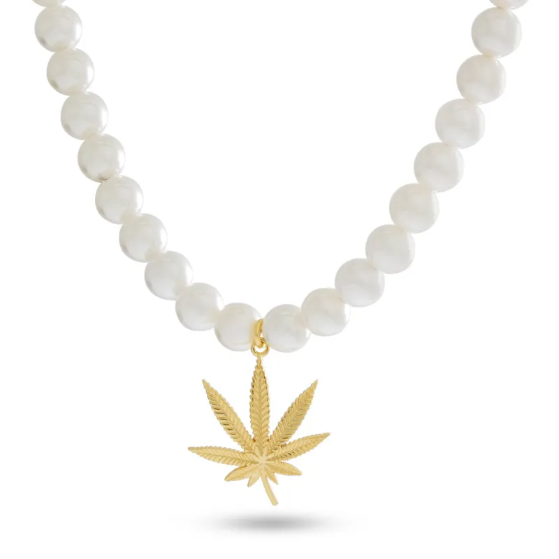 Cannabis Leaf Pearl Necklace sold by King Ice