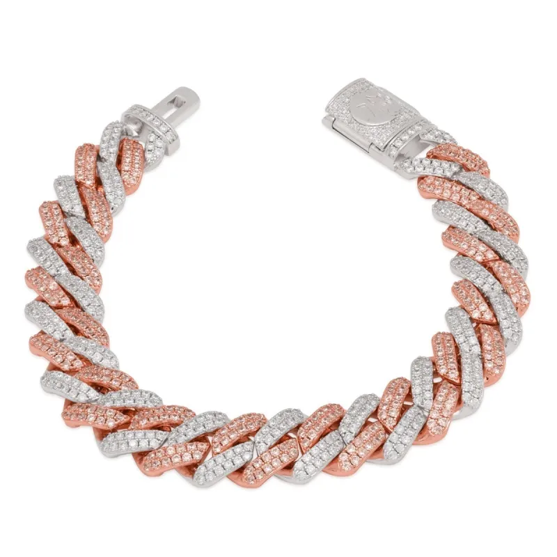 12mm Rose Gold Iced Diamond-Cut Miami Cuban Link Bracelet sold by King Ice
