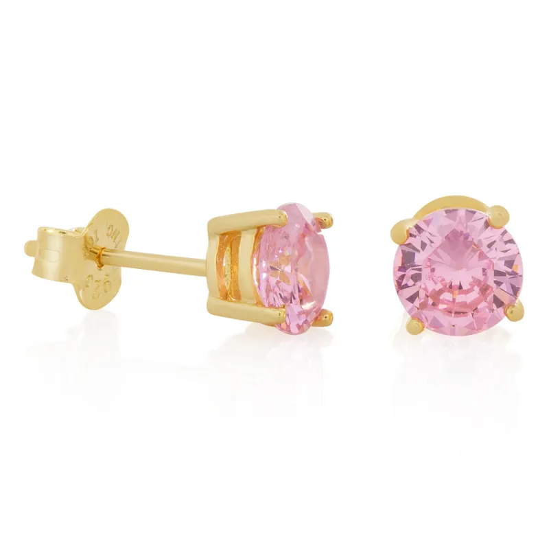 Pink Brilliant-Cut Stud Earrings sold by King Ice