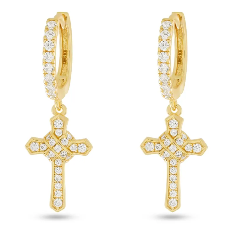 Iced Wrapped Cross Earrings sold by King Ice