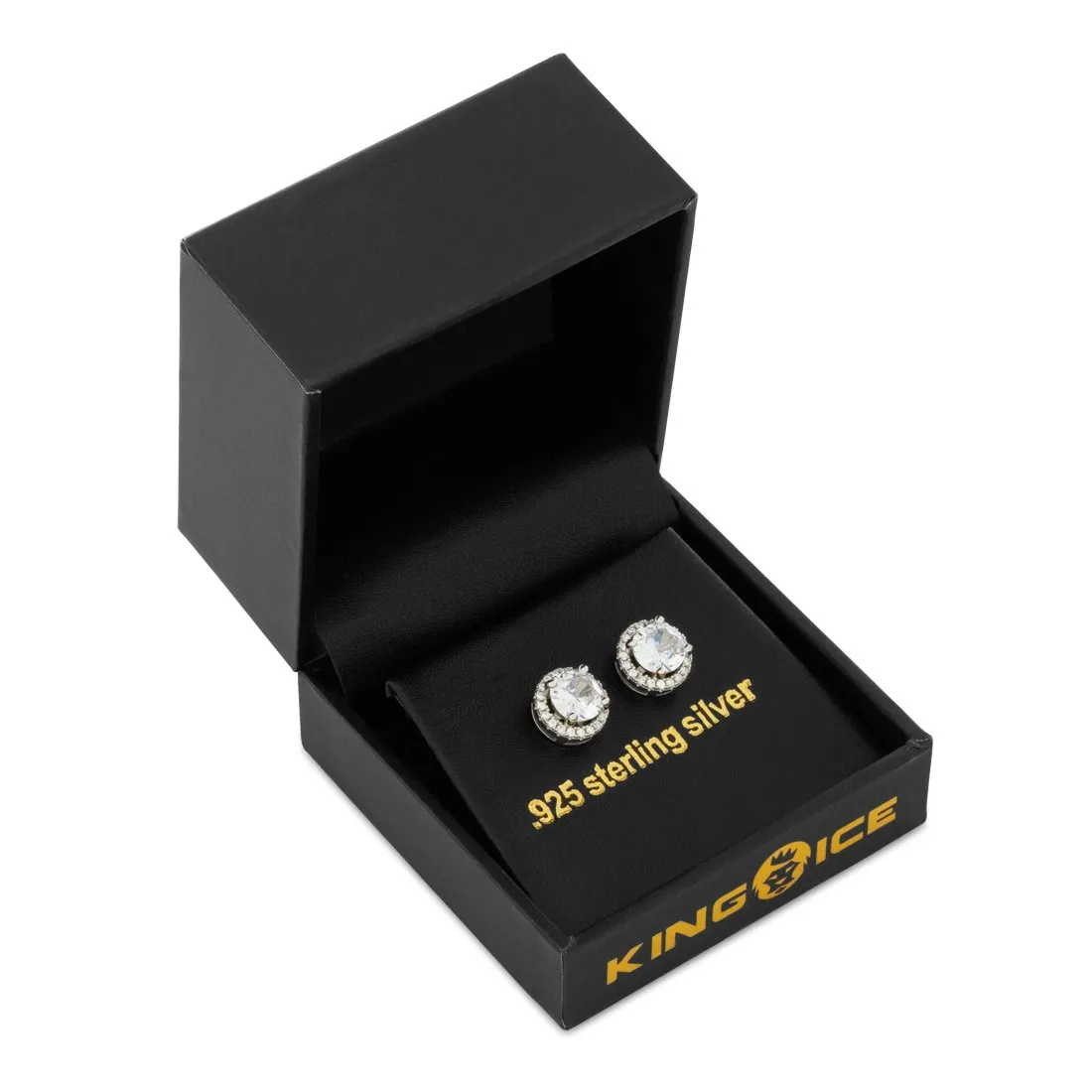 Halo Brilliant-Cut Stud Earrings sold by King Ice product image thumbnail 4