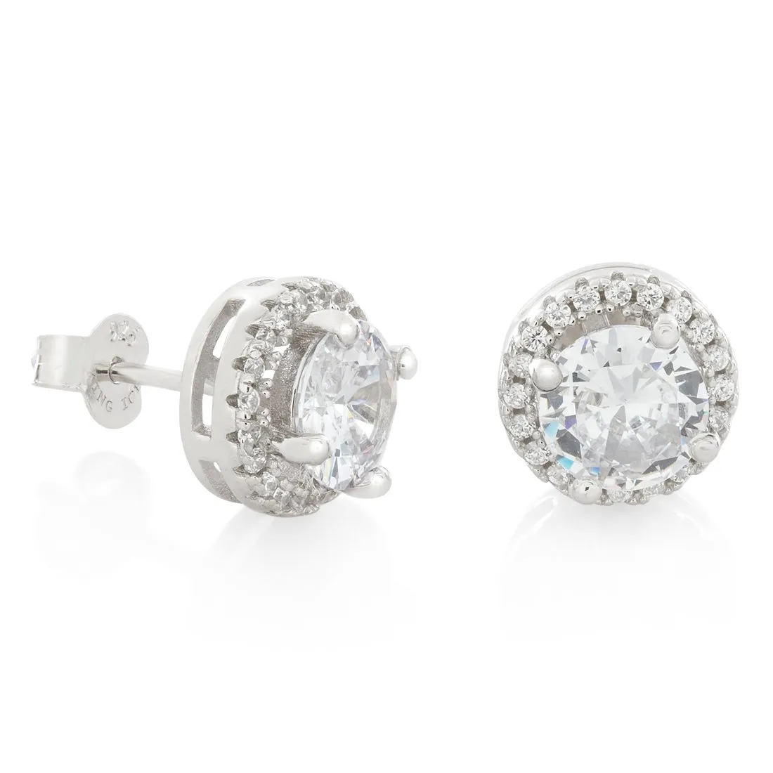 Halo Brilliant-Cut Stud Earrings sold by King Ice product image thumbnail 3