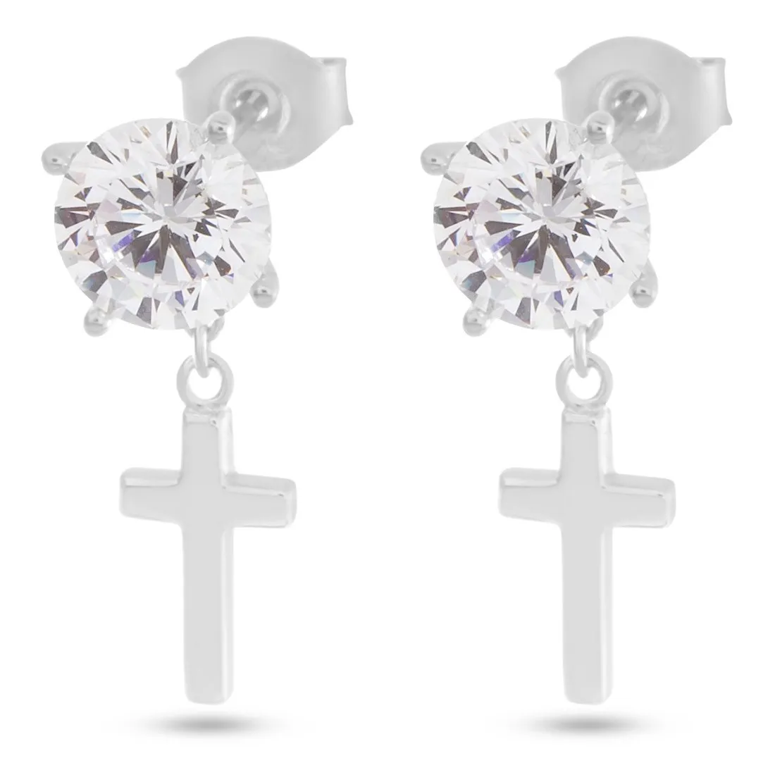 Brilliant-Cut Hanging Cross Earrings sold by King Ice product image thumbnail 2