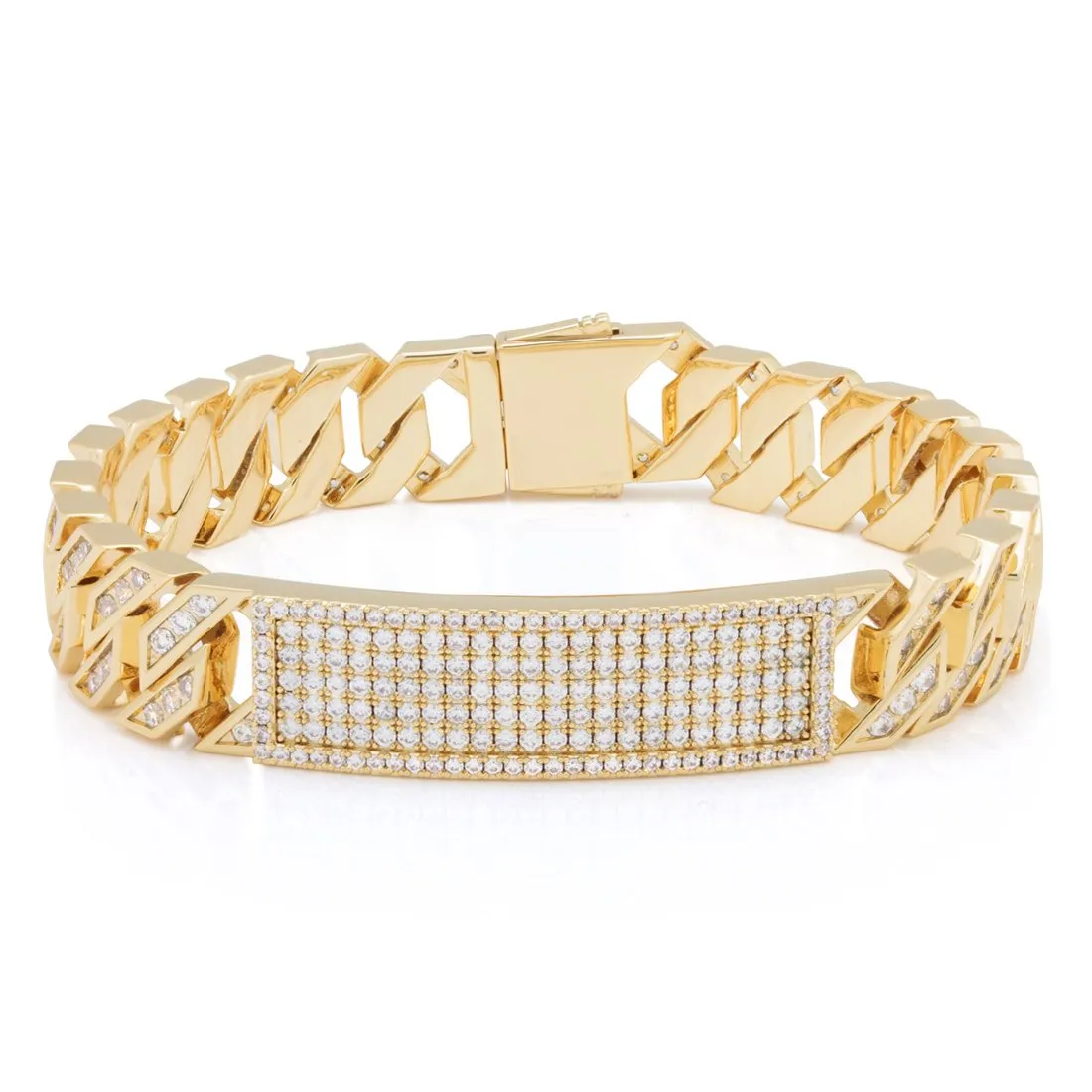 12mm Iced Miami Cuban Link ID Bracelet sold by King Ice