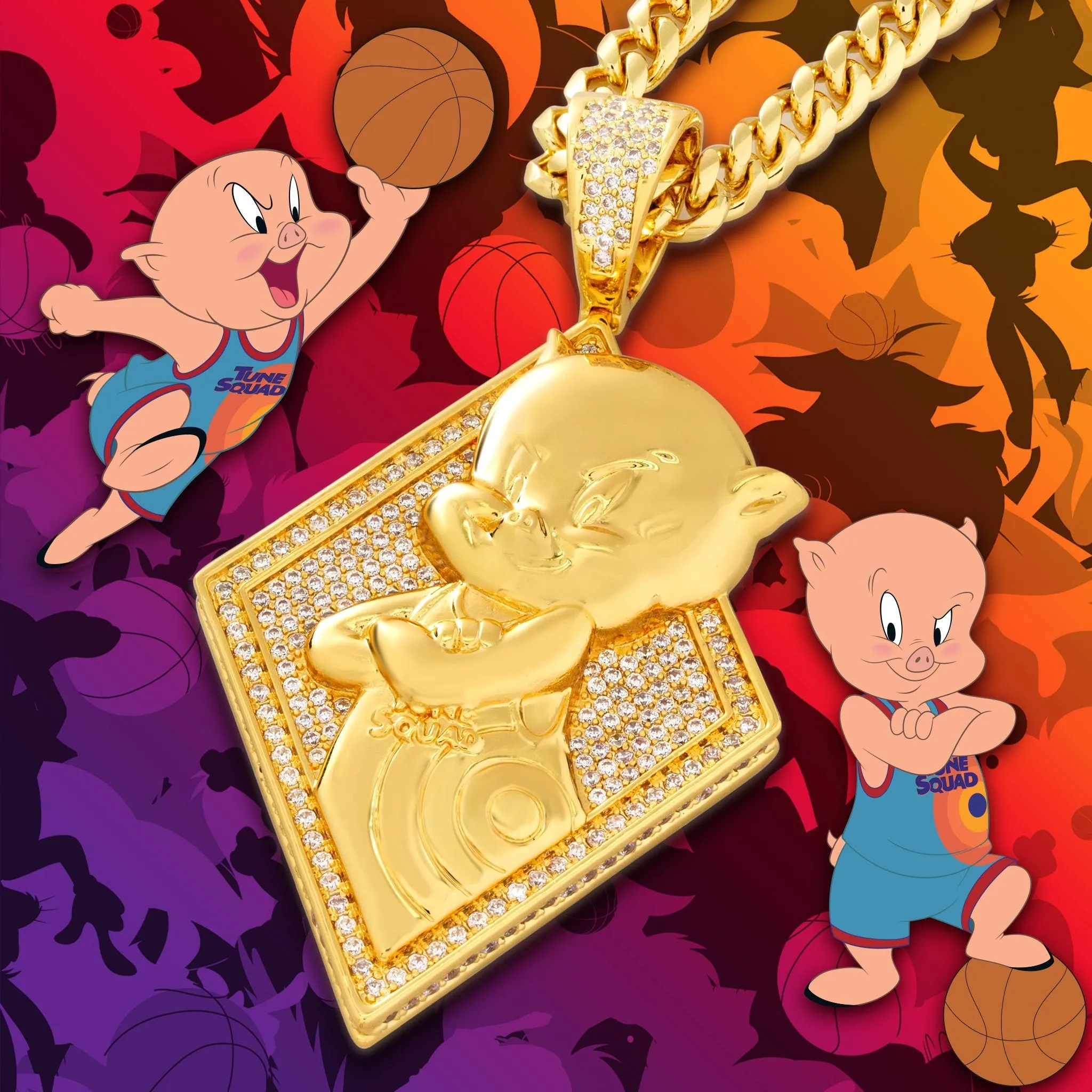 Space Jam x King Ice - Porky Pig Necklace sold by King Ice product image thumbnail 5