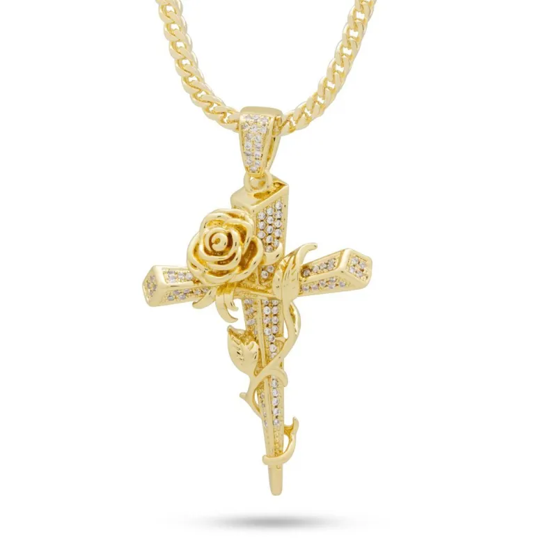 Rose Thorned Cross Necklace sold by King Ice