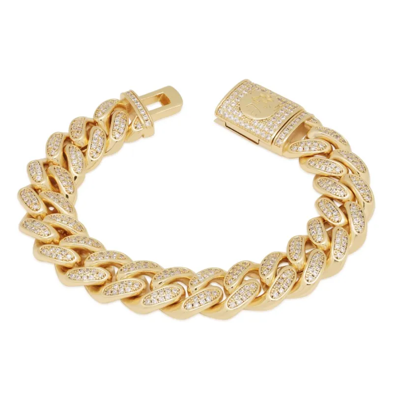 15mm Iced Miami Cuban Link Bracelet sold by King Ice