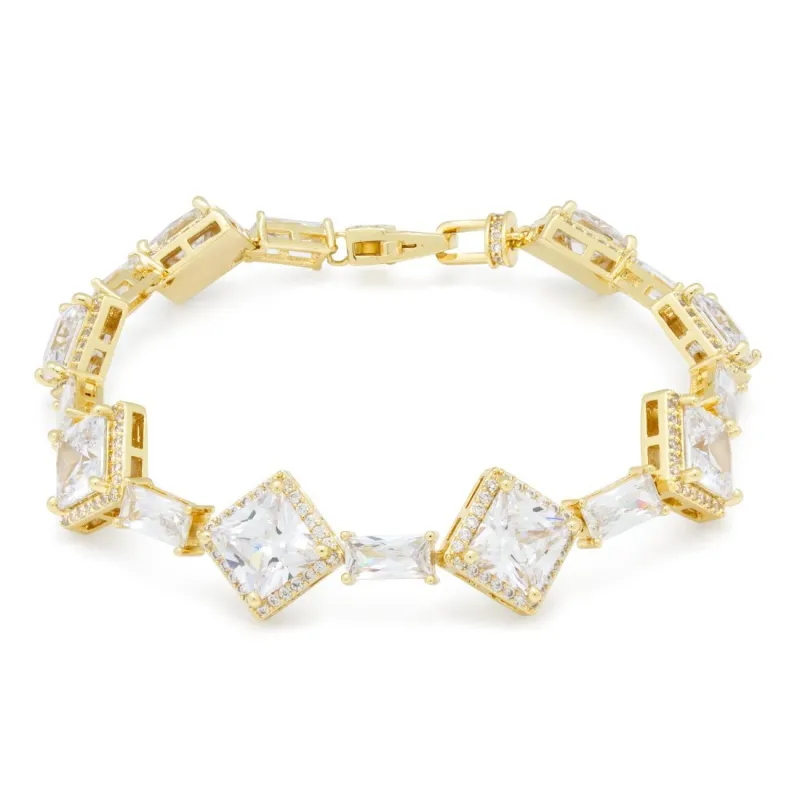14mm Clustered Princess-Cut Tennis Bracelet sold by King Ice