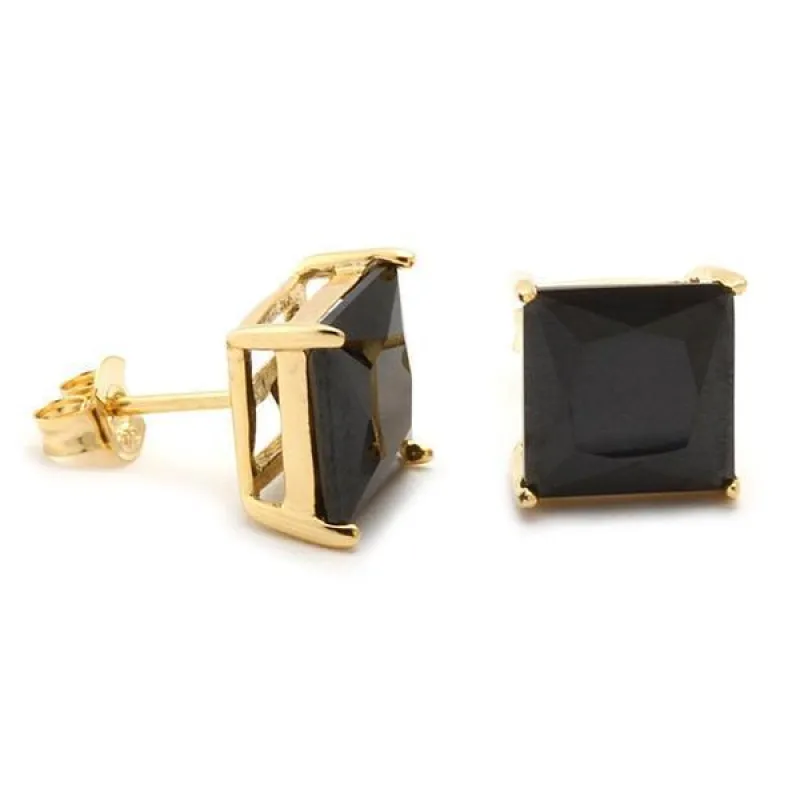 Onyx Princess-Cut Stud Earrings sold by King Ice
