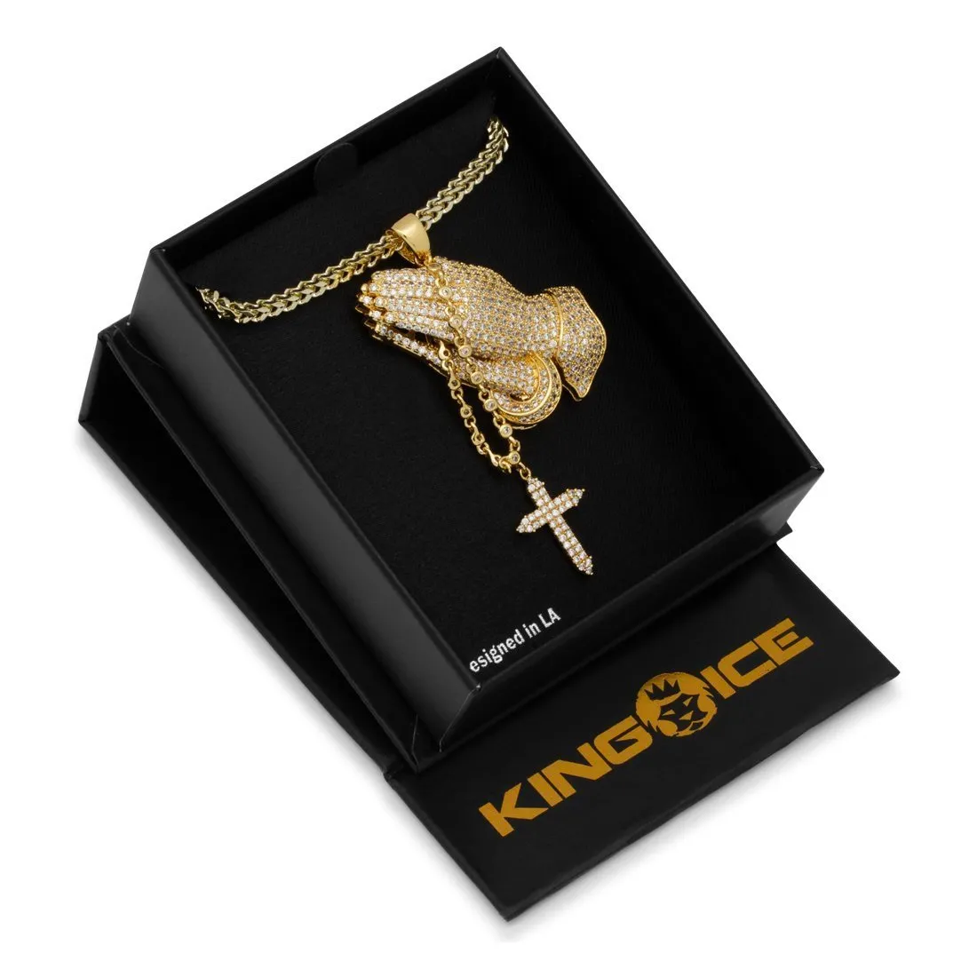 Rosary Praying Hands Necklace sold by King Ice product image thumbnail 3