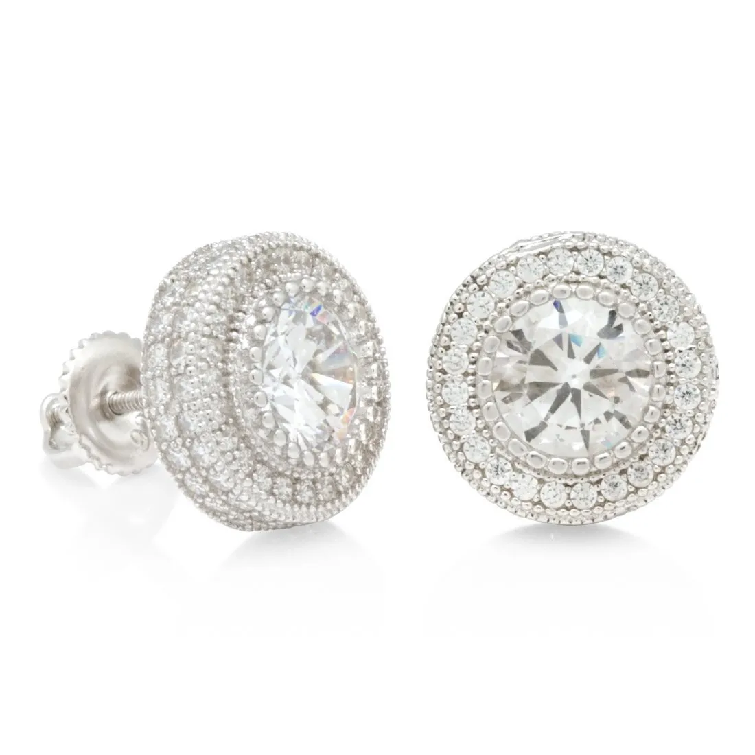 Iced Button Stud Earrings sold by King Ice product image thumbnail 2