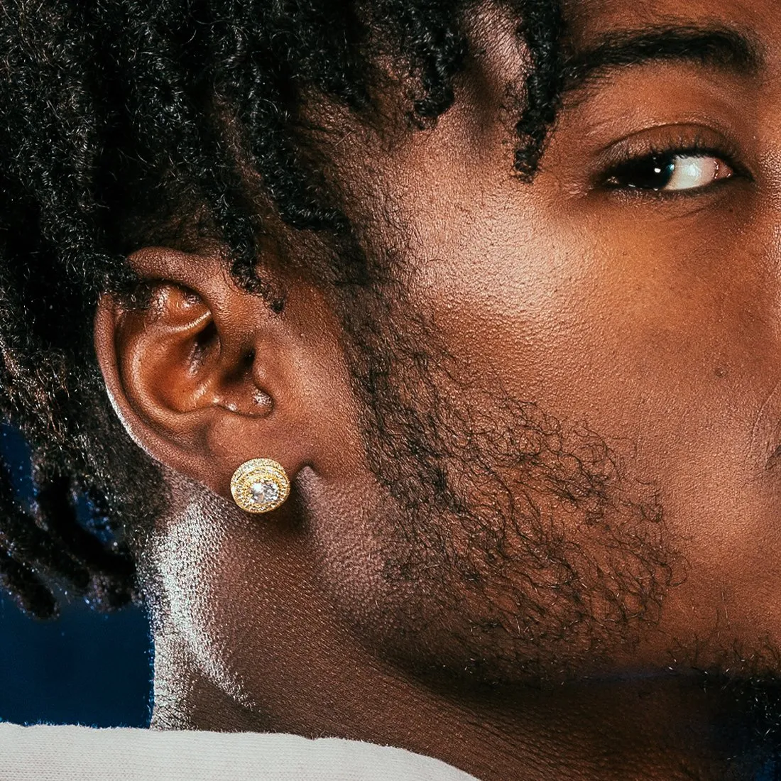 Iced Button Stud Earrings sold by King Ice product image thumbnail 3