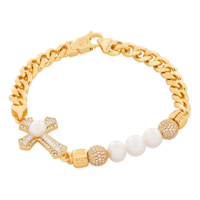 Pearl of Wisdom Cross Bracelet made by King Ice
