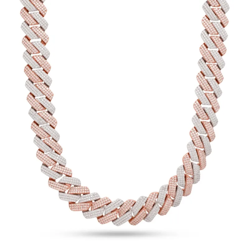 18mm Rose Gold Iced Diamond-Cut Miami Cuban Link Chain made by King Ice