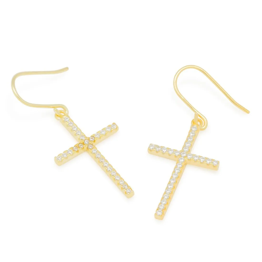 Thin Hanging Cross Earrings sold by King Ice product image thumbnail 2