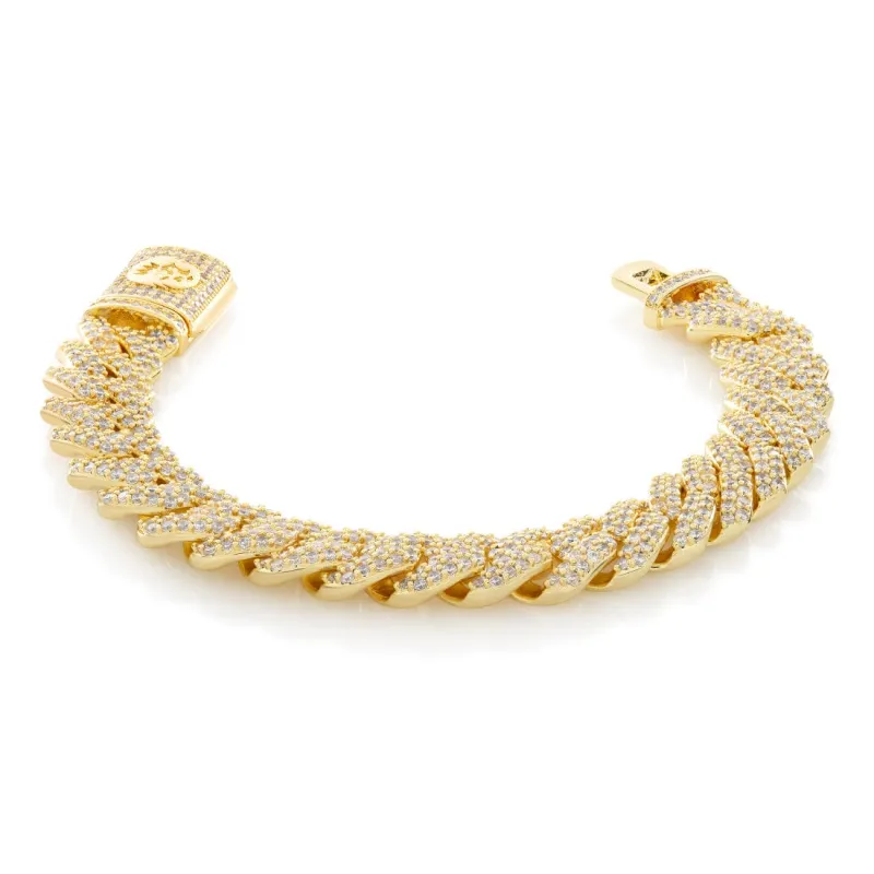 15mm Iced Diamond Cut Miami Cuban Link Bracelet made by King Ice