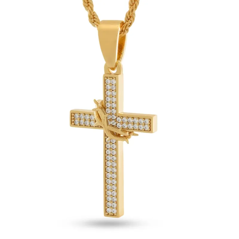 Crown of Thorns Wrapped Cross Necklace made by King Ice