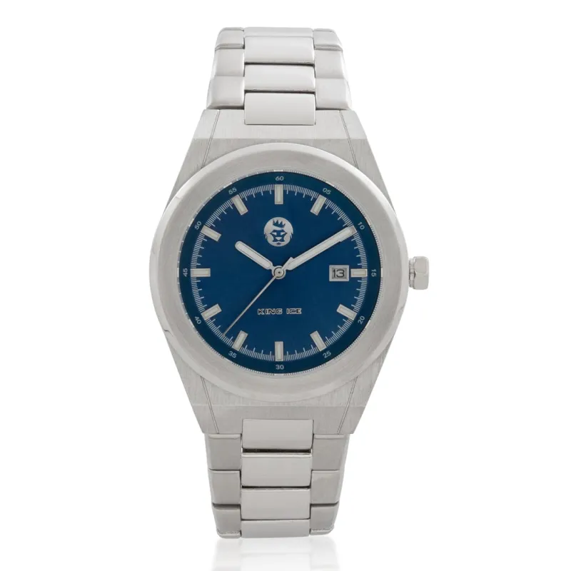 White Gold Arctic I Watch with Blue Face made by King Ice