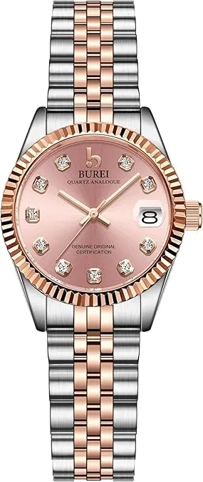 BUREI Women Watch Business Women Watches with Day DateAnalog Quartz Watch for Ladies Silver Gold Stainless Steel Bracelet Watch Fashion Ladies Watches Small Face Diamond Watch Waterproof sold by Burei product image thumbnail 4