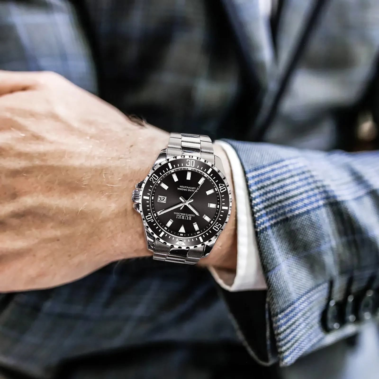 BUREI Mens Fashion Luxury Watch Classic Wrist Watch For Men With Stainless Steel Watch Band sold by Burei product image thumbnail 5