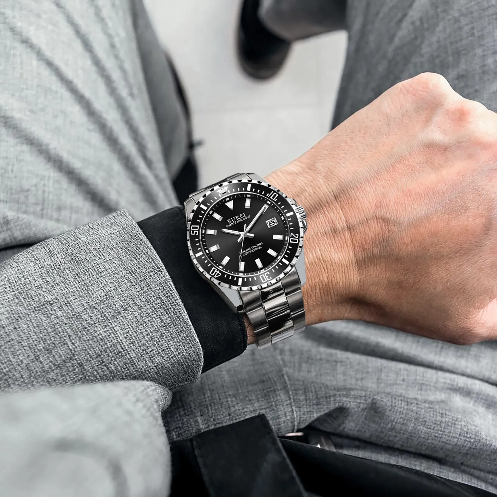 BUREI Mens Fashion Luxury Watch Classic Wrist Watch For Men With Stainless Steel Watch Band sold by Burei product image thumbnail 4