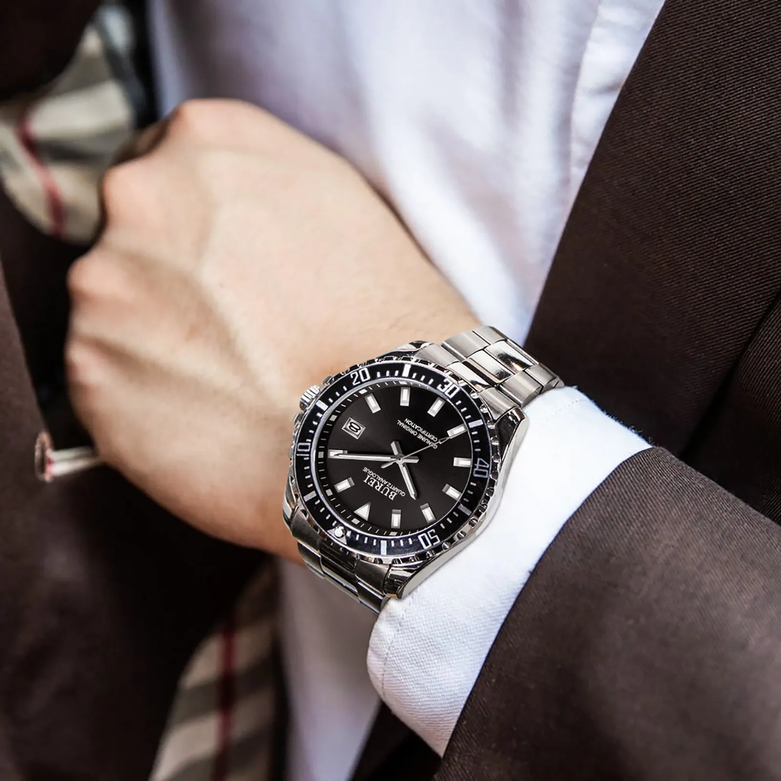 BUREI Mens Fashion Luxury Watch Classic Wrist Watch For Men With Stainless Steel Watch Band sold by Burei product image thumbnail 2