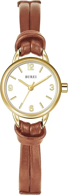 BUREI Women Watches Simple Leather Strap Watch Luxury Quartz Watches Small Thin Ladies Watch Bracelet Band Wristwatch Relogio Feminino (Brown and Black) sold by Burei product image thumbnail 4