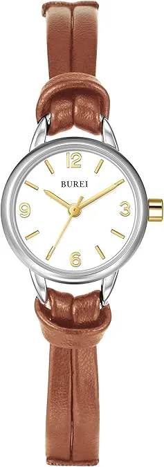 BUREI Women Watches Simple Leather Strap Watch Luxury Quartz Watches Small Thin Ladies Watch Bracelet Band Wristwatch Relogio Feminino (Brown and Black) sold by Burei product image thumbnail 5