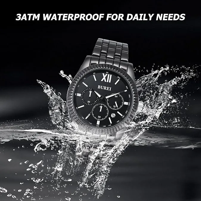 BUREI Men Fashion Dress Watches Analog Stainless Steel Waterproof Wrist Watches for Men sold by Burei product image thumbnail 4