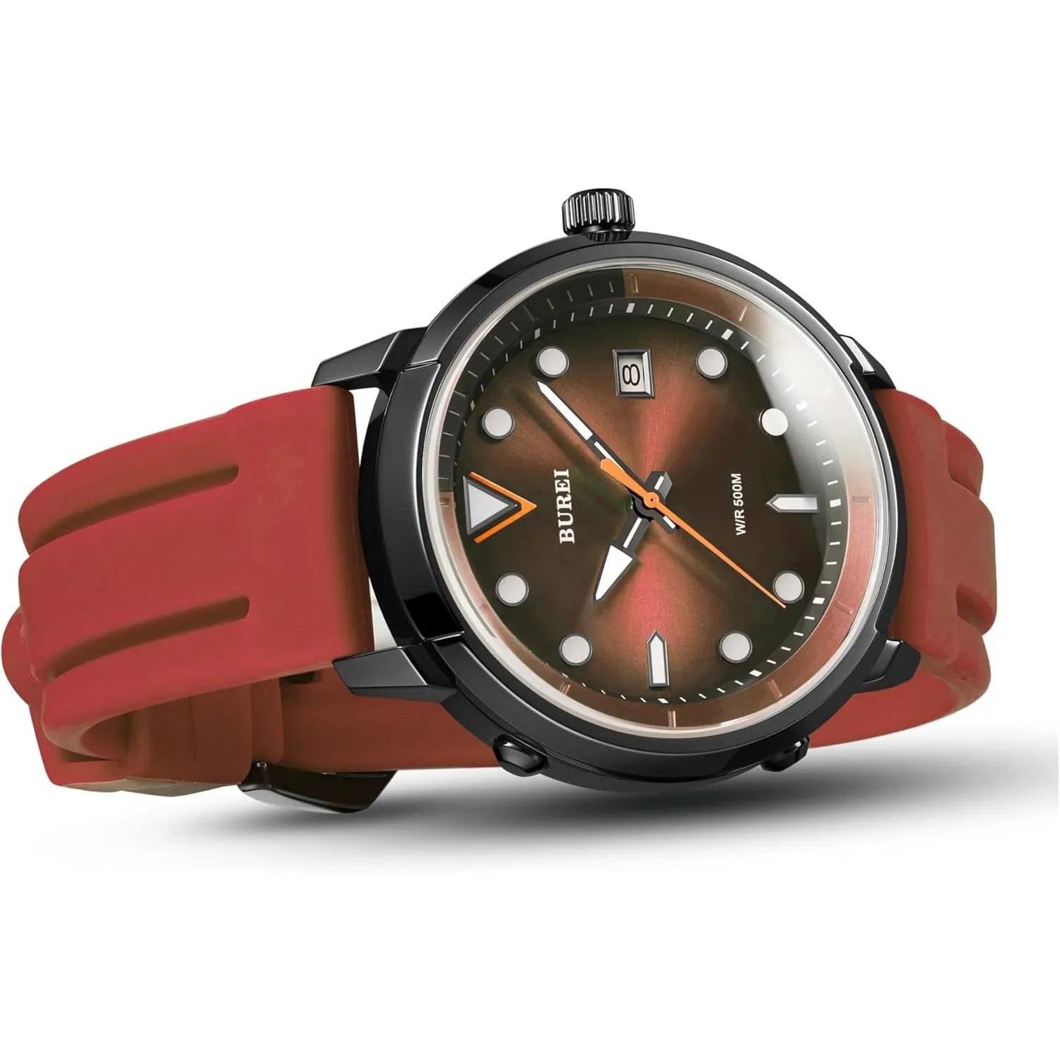 BUREI Men's Diving Watch 500 Meters Waterproof Mechanical Watch Large Dial Fashion Stainless Steel Watch Silicone Strap Luminous Pointer sold by Burei product image thumbnail 2