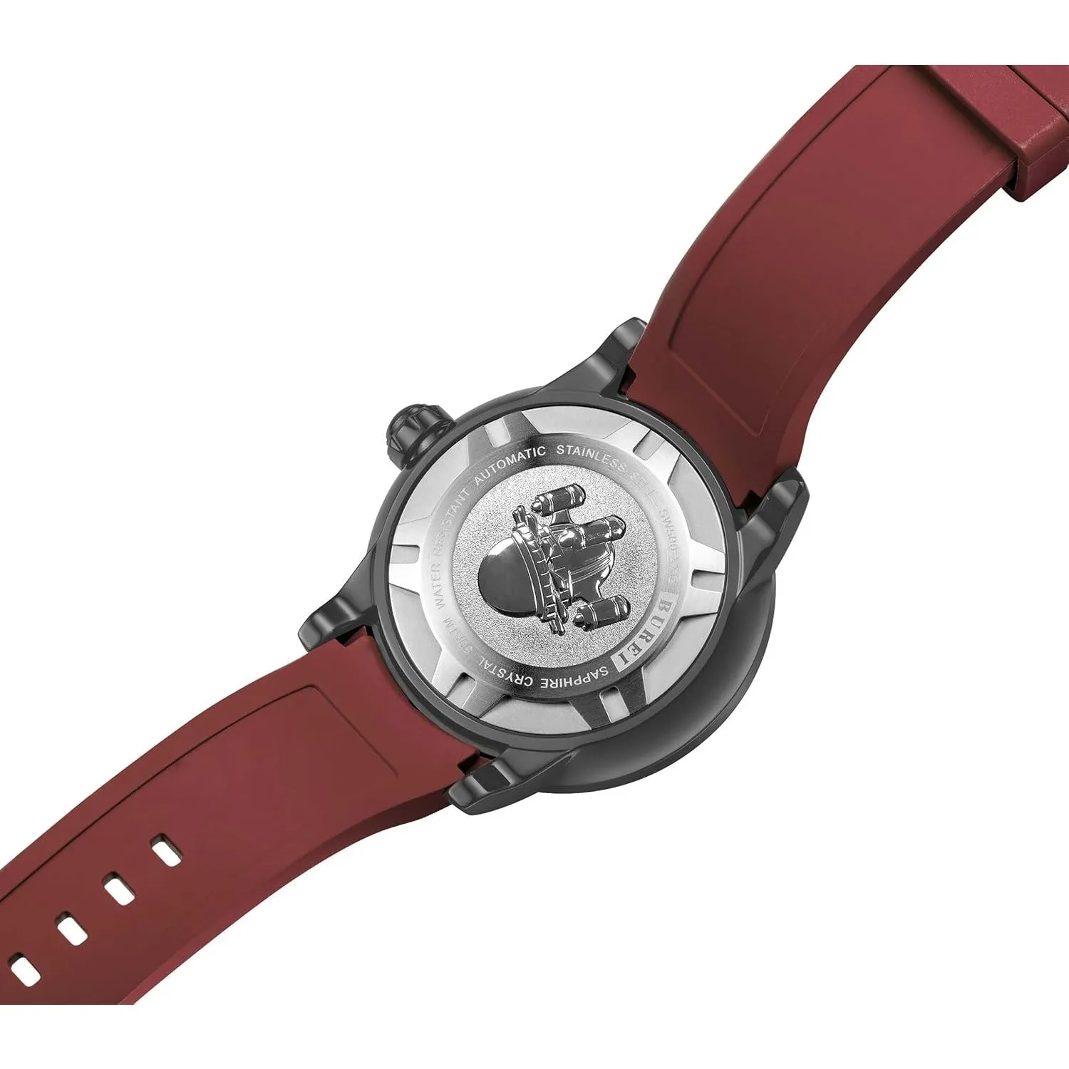 BUREI Men's Diving Watch 500 Meters Waterproof Mechanical Watch Large Dial Fashion Men's Watches Titanium Steel Dial Silicone Strap Luminous Pointer sold by Burei product image thumbnail 3