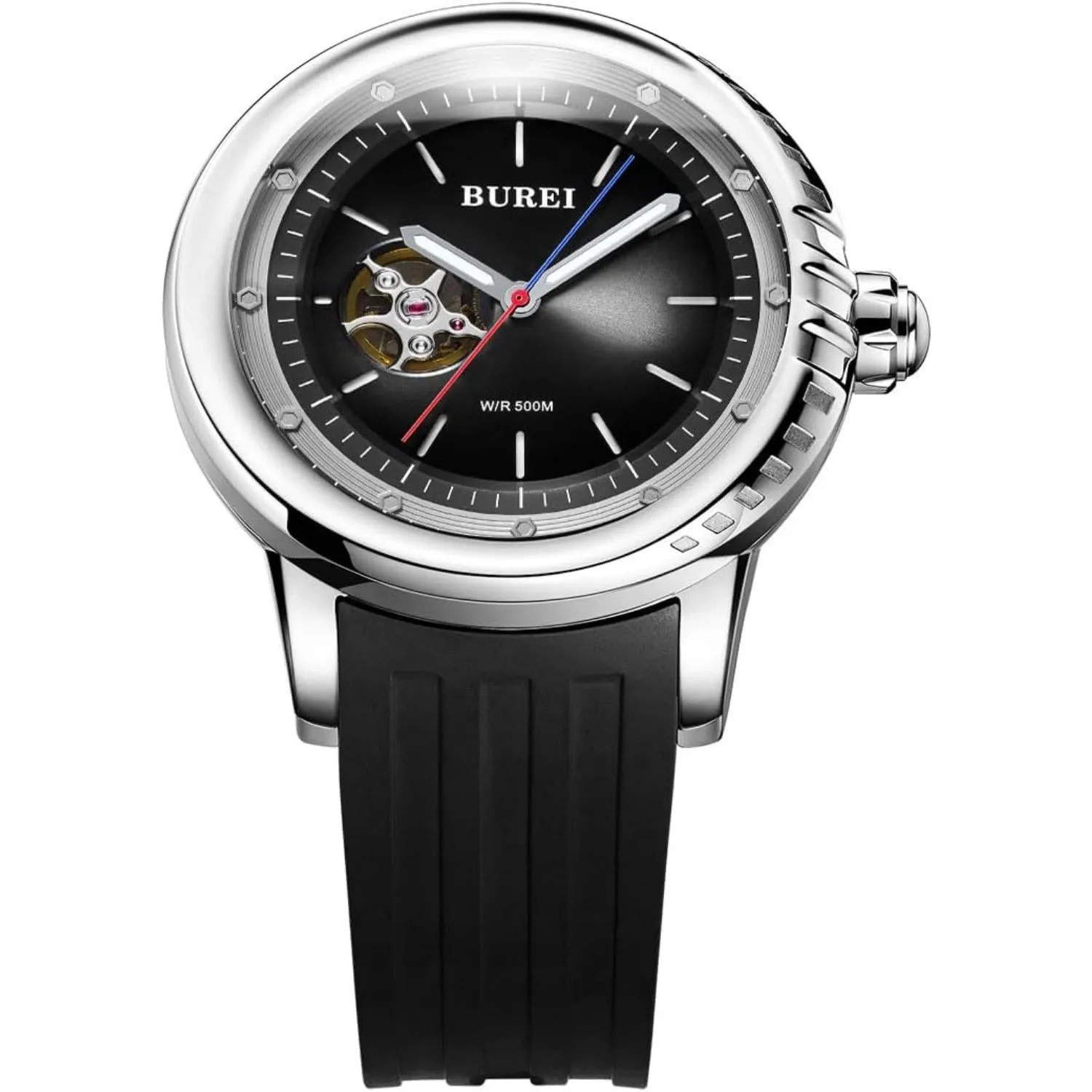 BUREI Automatic Dive Watch Sapphire Glass Wrist Watch Men's 500m Waterproof Watch with Rubber Strap,Luminous Hands and Markers sold by Burei product image thumbnail 3