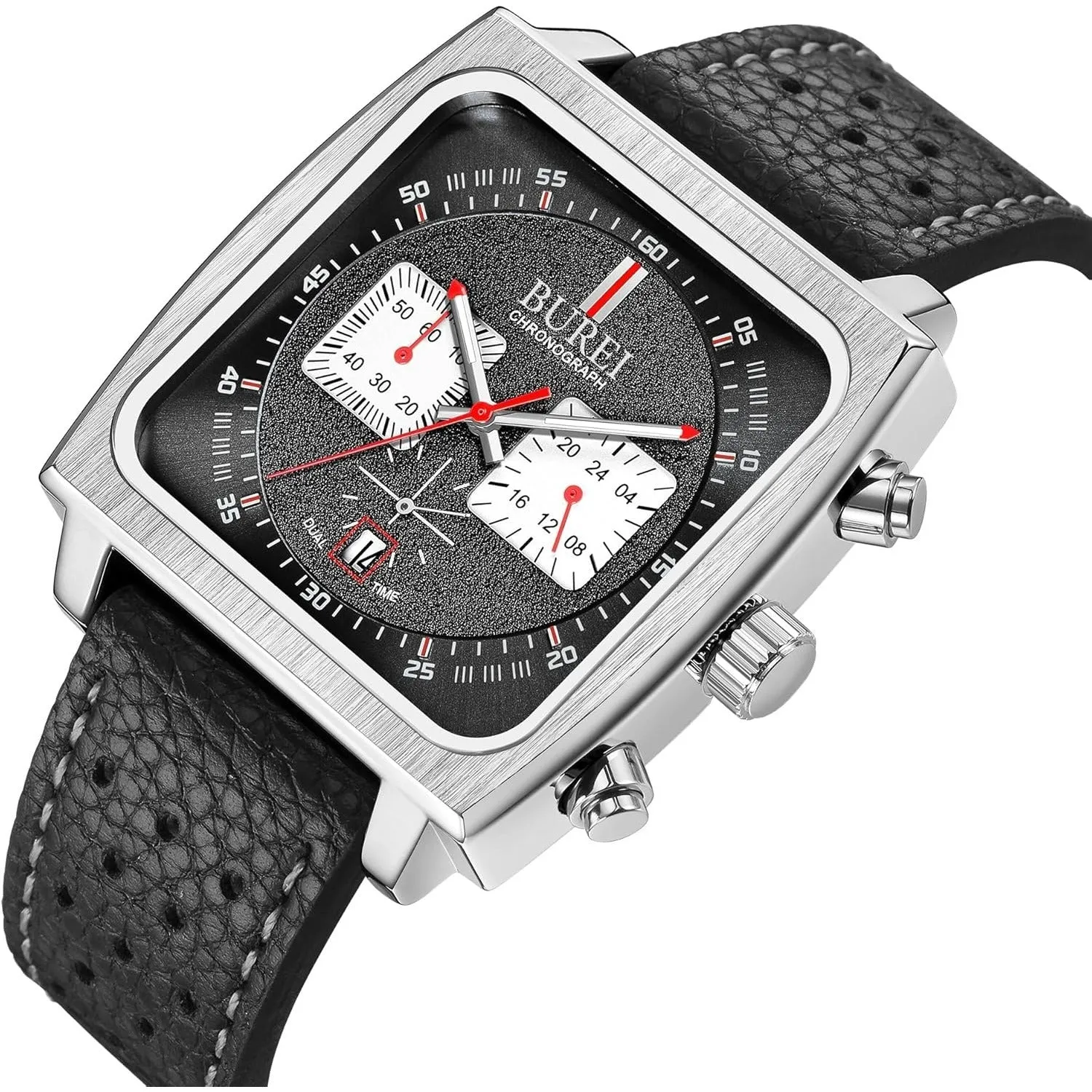 BUREI Men Fashion Wrist Chronograph Watches Analog Waterproof Leather Watches for Men sold by Burei product image thumbnail 2