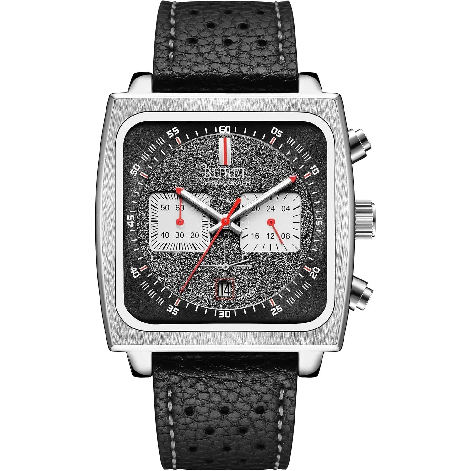 BUREI Men Fashion Wrist Chronograph Watches Analog Waterproof Leather Watches for Men sold by Burei