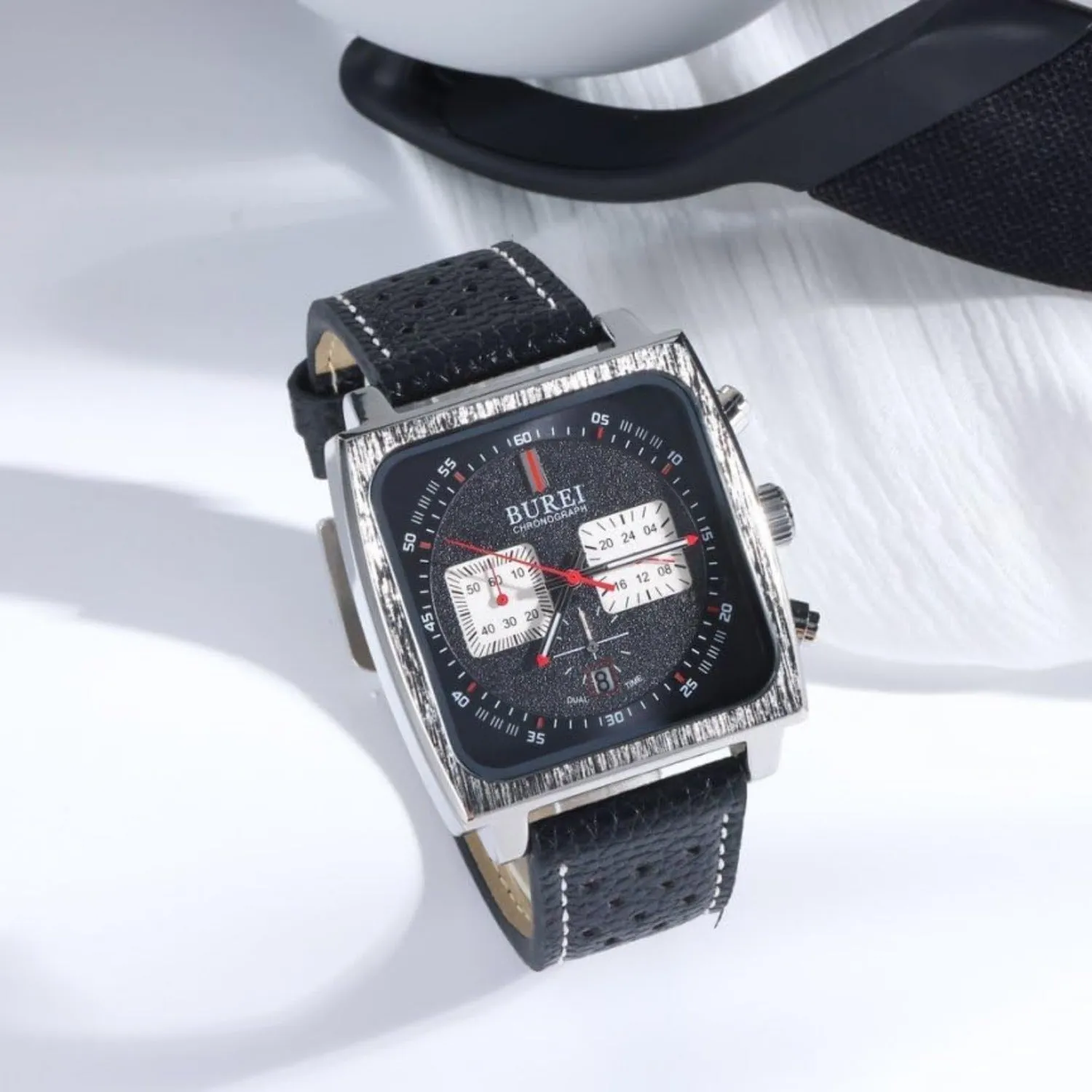 BUREI Men Fashion Wrist Chronograph Watches Analog Waterproof Leather Watches for Men sold by Burei product image thumbnail 3