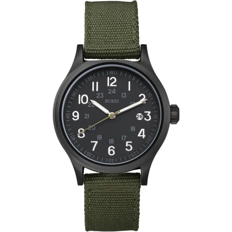 BUREI Men's Watch, Military Watch, Analog Luminous Pointer Quartz Waterproof Men Watch sold by Burei