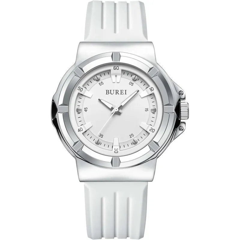 BUREI Waterproof Analog Unisex Watch Japanese Quartz Watch for Women and Men with Easy to Read Time Dial and Breathable Silicone Band Classic Gift for Him/Her sold by Burei
