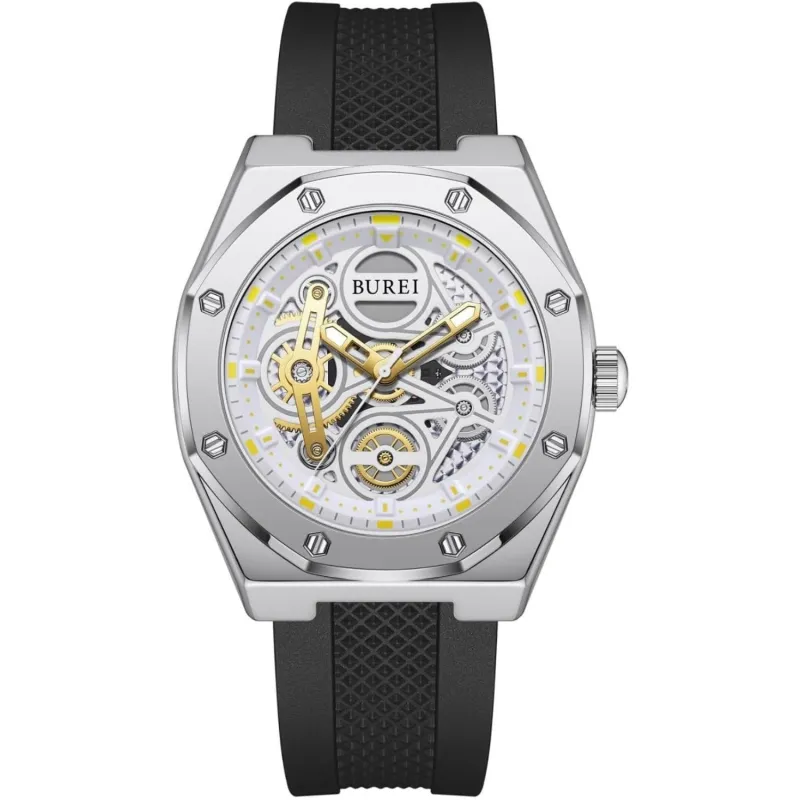 BUREI Mens Watches Fashion Geometric Design Quartz Watch for Men Silicone Waterproof Sport Casual Classical Fashion Wrist Watches Gift for Men sold by Burei