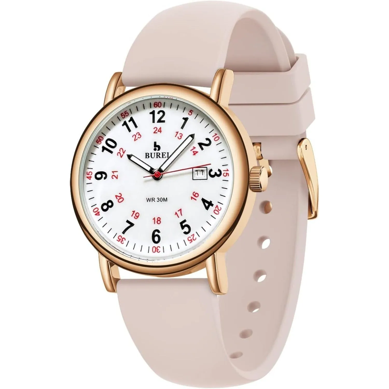 BUREI Nurse Wrist Watch for Nurse Medical Professionals Students Women Men, Waterproof 12/24 Hour Military Time Luminouse Easy Read Dial,Colorful Silicone Band sold by Burei product image thumbnail 2