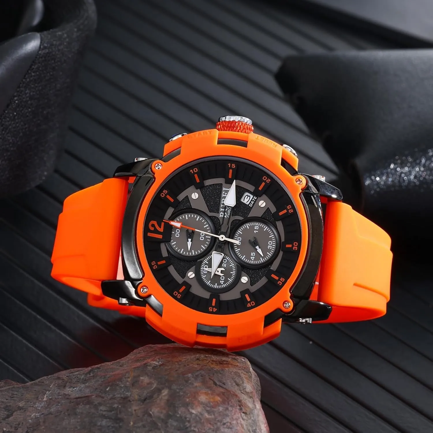 BUREI Sport Mens Watches Analog Quartz Chronograph Watch for Men Waterproof Date Dial Casual Wrist Watches with Silicone Strap Gifts for Men sold by Burei product image thumbnail 5