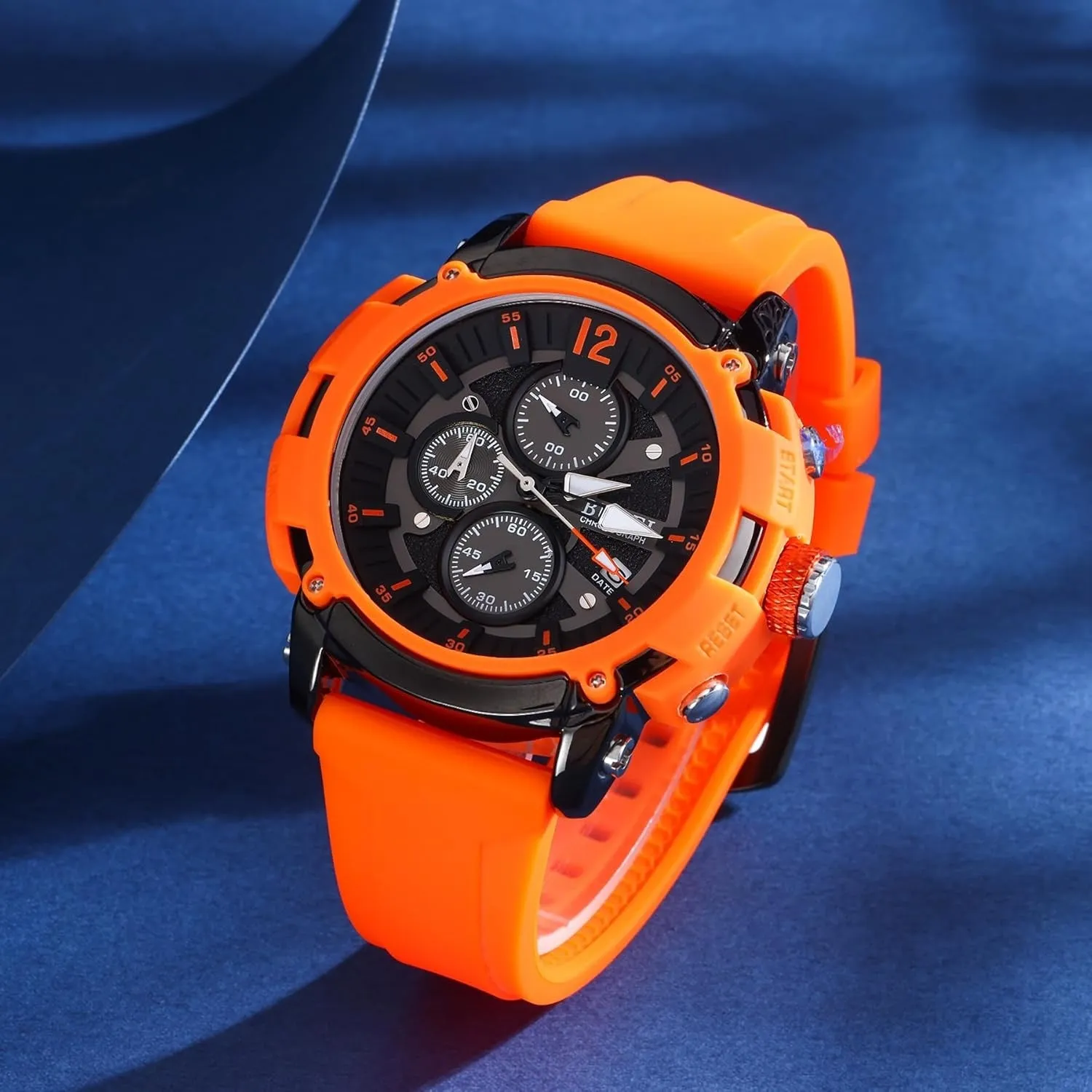 BUREI Sport Mens Watches Analog Quartz Chronograph Watch for Men Waterproof Date Dial Casual Wrist Watches with Silicone Strap Gifts for Men sold by Burei product image thumbnail 4