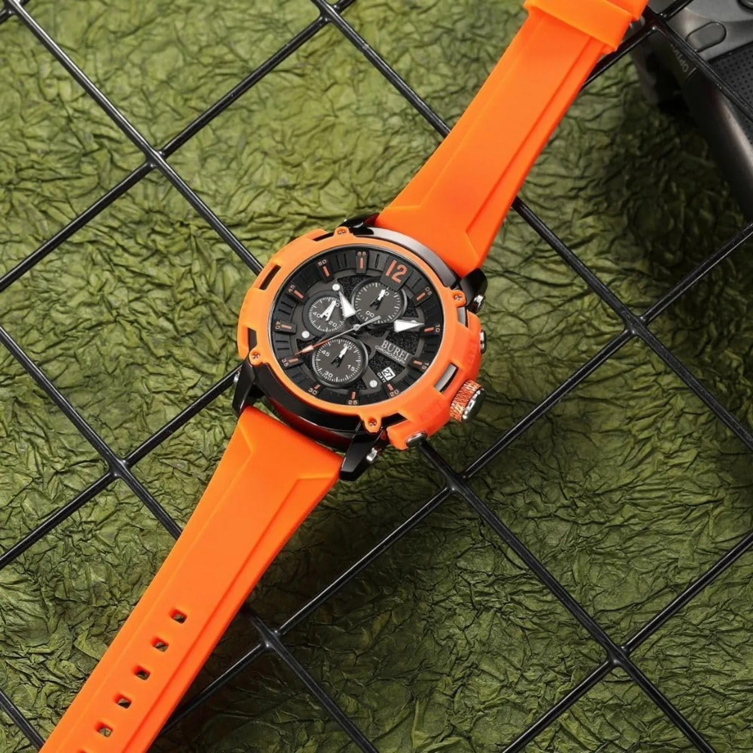 BUREI Sport Mens Watches Analog Quartz Chronograph Watch for Men Waterproof Date Dial Casual Wrist Watches with Silicone Strap Gifts for Men sold by Burei product image thumbnail 3