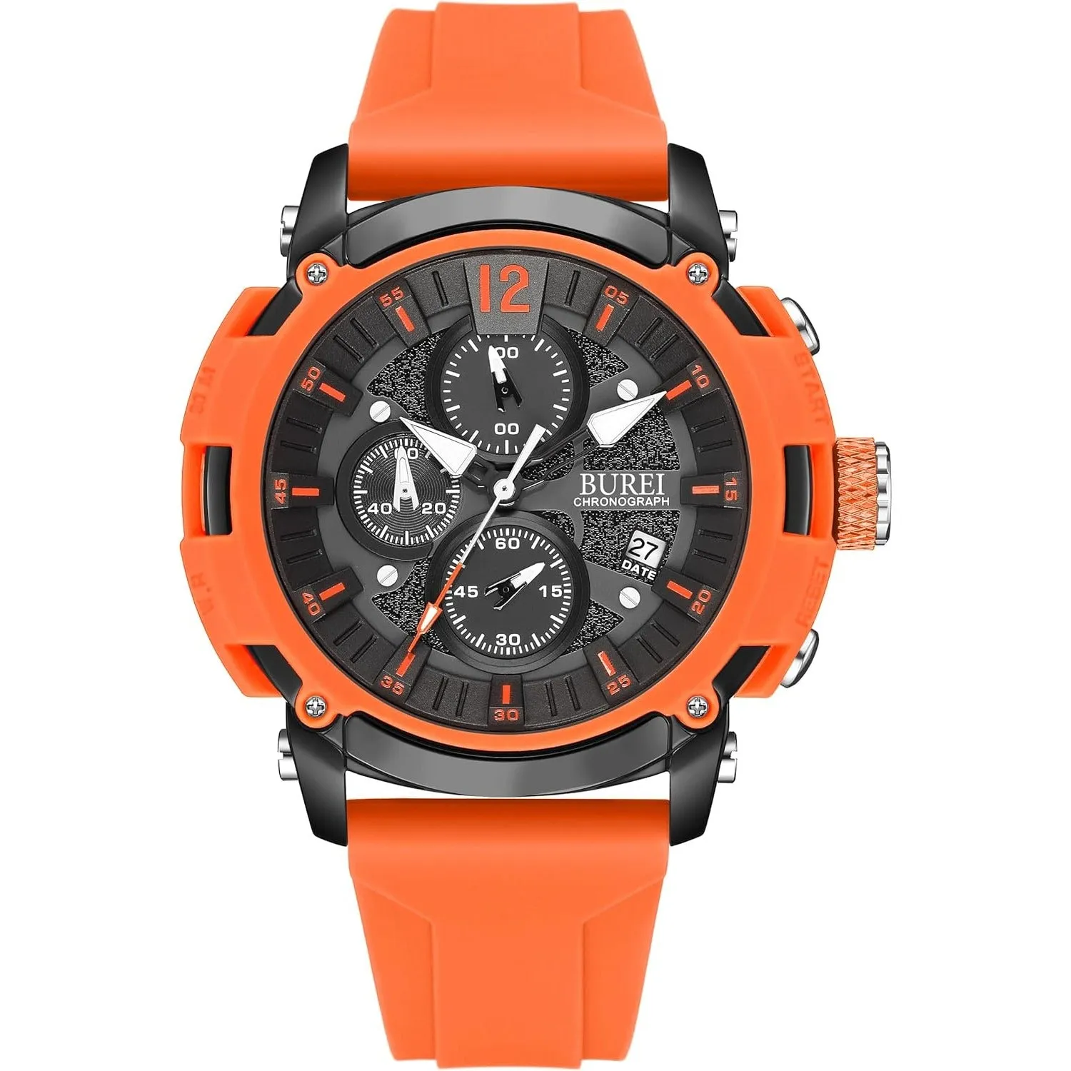BUREI Sport Mens Watches Analog Quartz Chronograph Watch for Men Waterproof Date Dial Casual Wrist Watches with Silicone Strap Gifts for Men sold by Burei