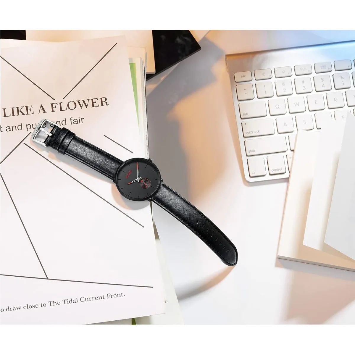 BUREI Men's Quartz Watch Black Minimalist Analog Ultra Thin Waist Watch Simple Style Stainless Steel Mesh Band sold by Burei product image thumbnail 5