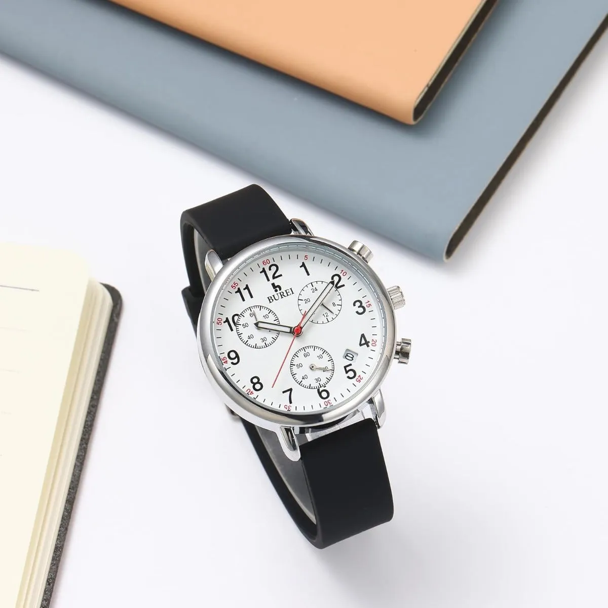 BUREI Womens Nurse Watches, Easy to Read Precision Watches for Medical Professionals, Silicone Comfort,Waterproof, Night Light, Stopwatch Multifunctional Time Clocks sold by Burei product image thumbnail 3