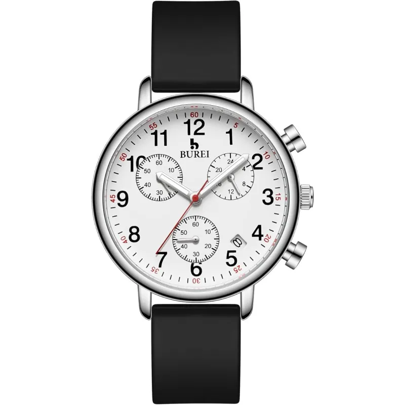 BUREI Womens Nurse Watches, Easy to Read Precision Watches for Medical Professionals, Silicone Comfort,Waterproof, Night Light, Stopwatch Multifunctional Time Clocks sold by Burei