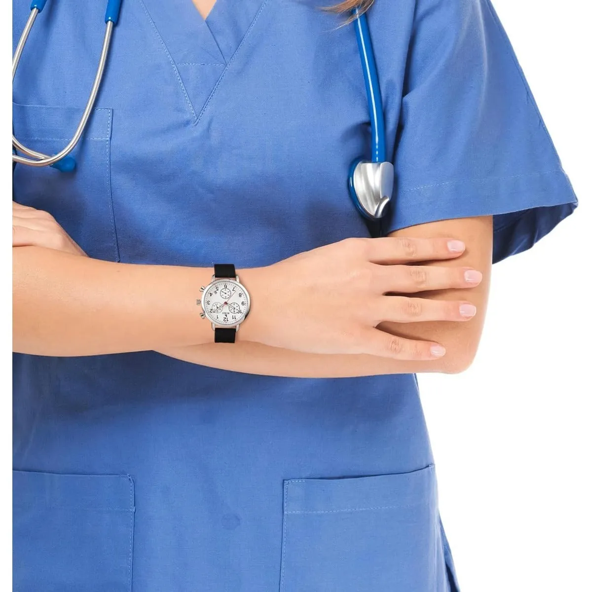 BUREI Womens Nurse Watches, Easy to Read Precision Watches for Medical Professionals, Silicone Comfort,Waterproof, Night Light, Stopwatch Multifunctional Time Clocks sold by Burei product image thumbnail 5