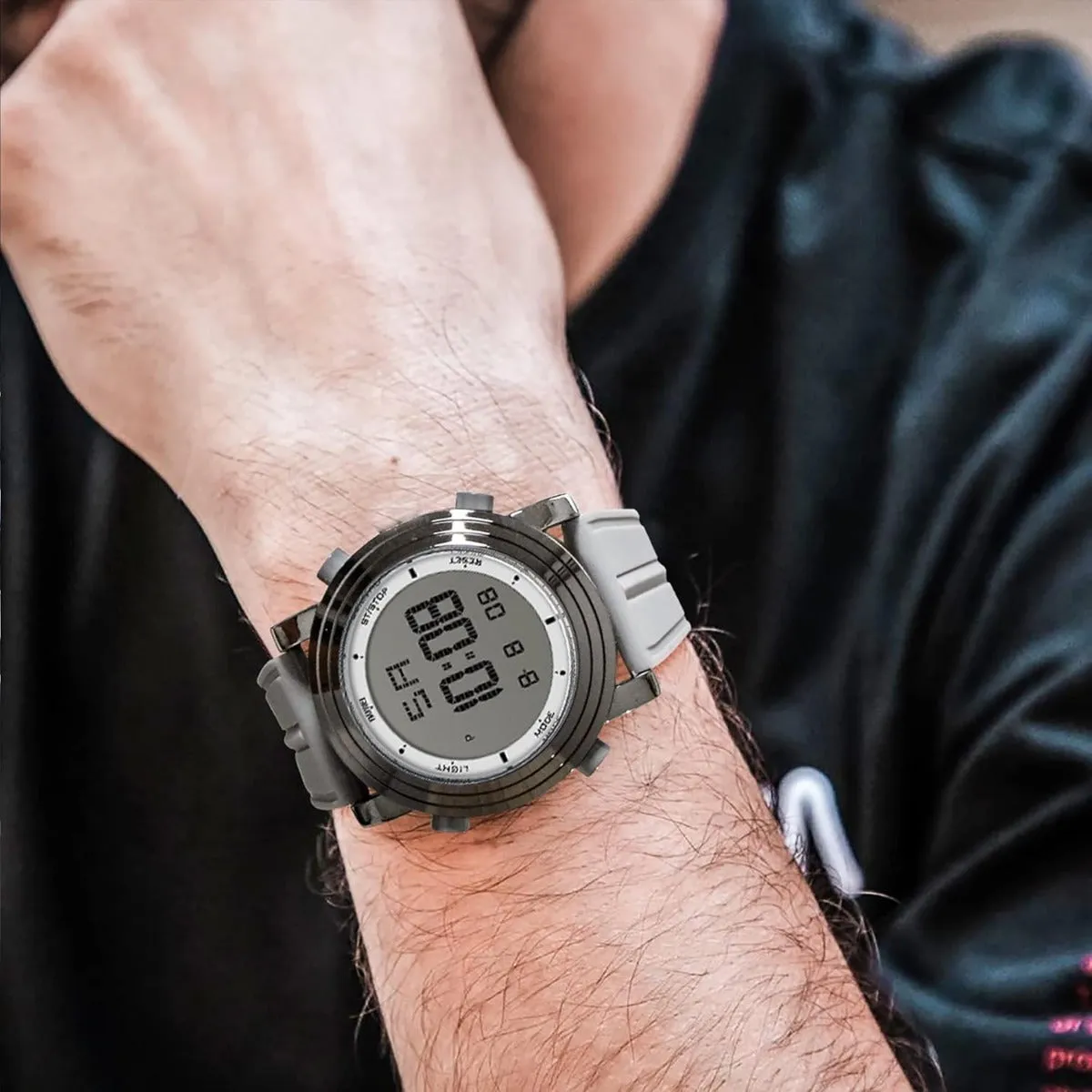 BUREI Digital Herren Uhren Sport Outdoor Armbanduhr Silikon Herren mit Wecker/Kalender/Stoppuhr/LED-Hintergrundbeleuchtung sold by Burei product image thumbnail 5