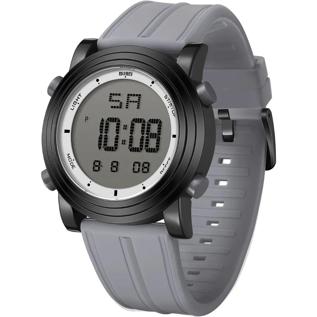 BUREI Digital Herren Uhren Sport Outdoor Armbanduhr Silikon Herren mit Wecker/Kalender/Stoppuhr/LED-Hintergrundbeleuchtung sold by Burei product image thumbnail 2