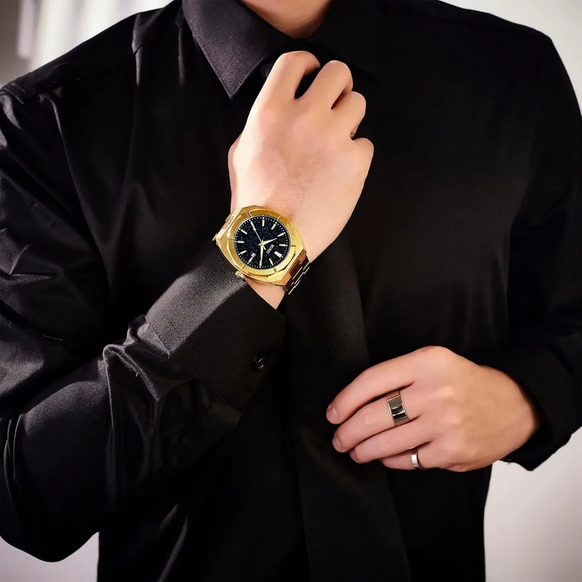 BUREI Fashion Quartz Watch for Men Watch Analog Date Watch with Stainless Steel Band Waterproof Classic Watches for Men sold by Burei product image thumbnail 4